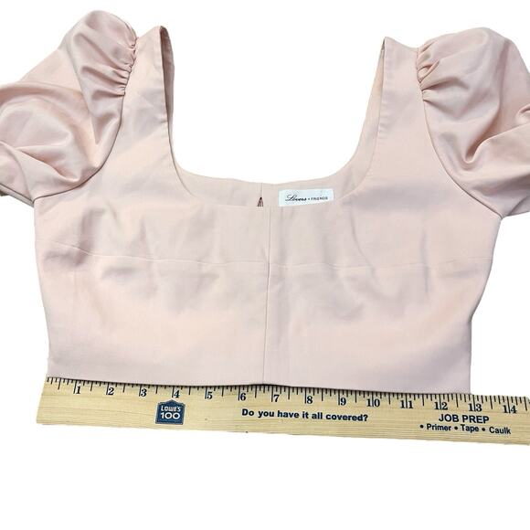 Lovers And Friends Daphne Crop Top XS Tulip Pink Puff Sleeve Coquette Princess - Picture 5 of 9